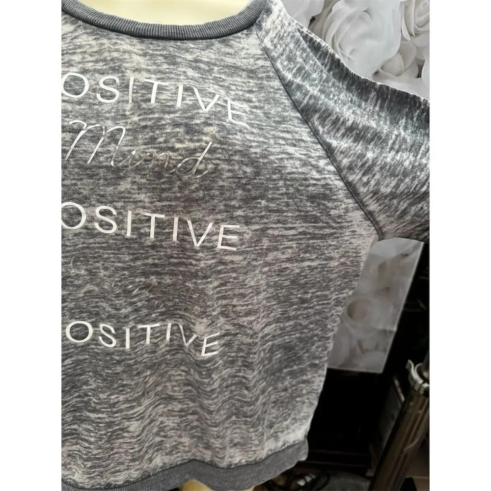 Miken Flow burnout XL Gray Burnout Sweatshirt  Print Crew Neck  Positive Theme - Picture 10 of 12